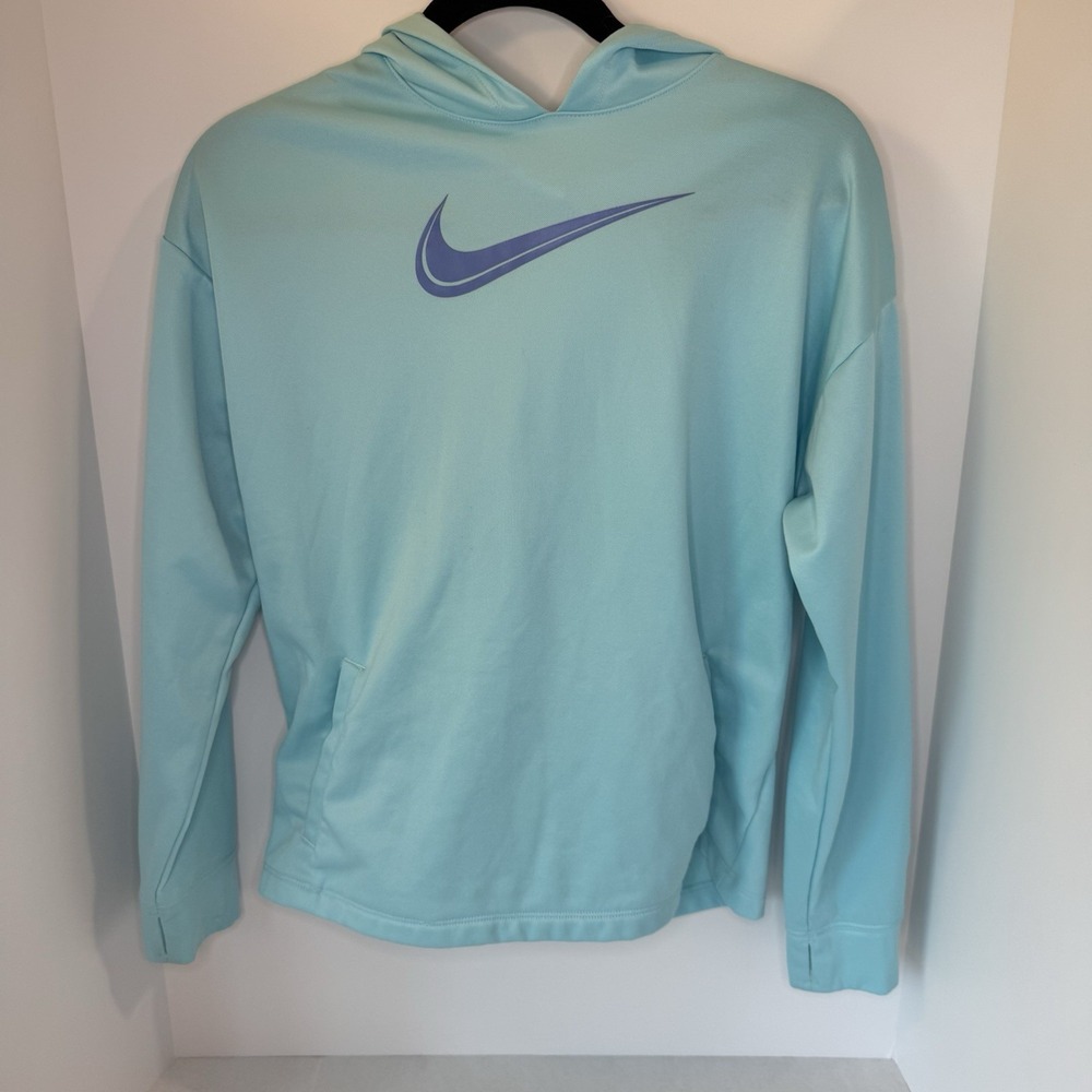 Nike Girls Therma-FIT Training Hoodie Size XL, Aqua, Pullover Lightweight‎